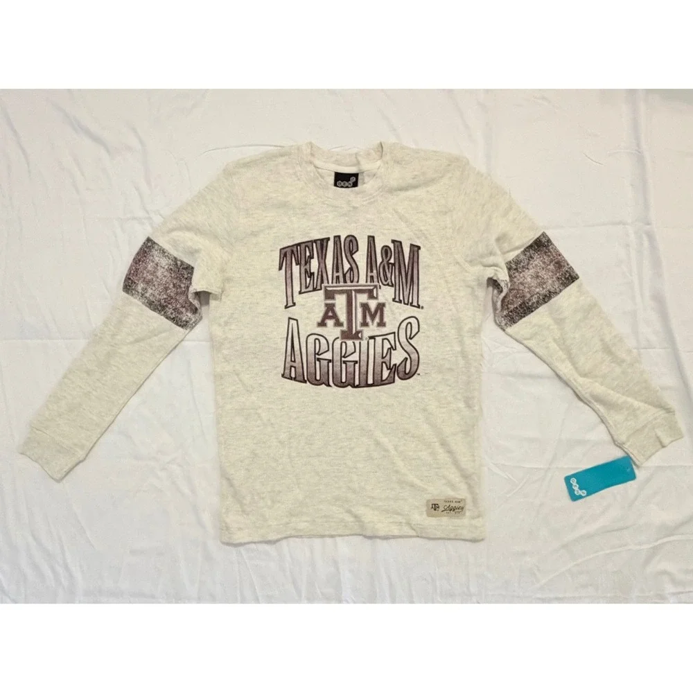 NWT Gen2 Texas A&M Aggies Youth 14/16 Long Sleeve Thermal Waffle Shirt Cream